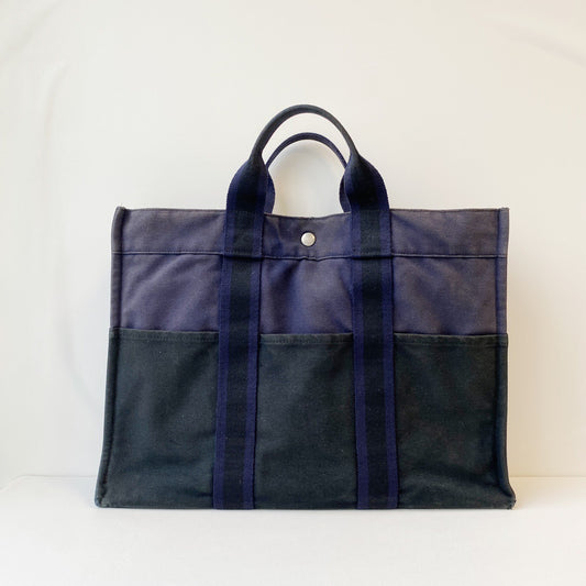 Hermes Hairline Canvas Tote Bag